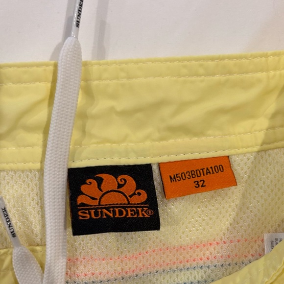 Sundek Yellow Athletic Shorts with Blue and Red Stripes - Picture 3 of 8